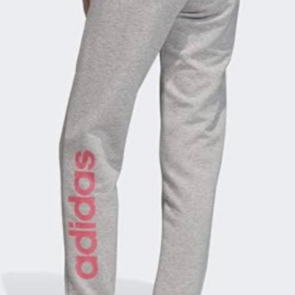 Adidas Kids Gray Joggers with Pink Logo